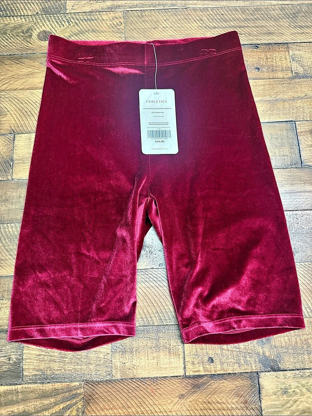 Fabletics High-Waisted Velour Bike Short 9" Velour Bike Shorts in Red Size